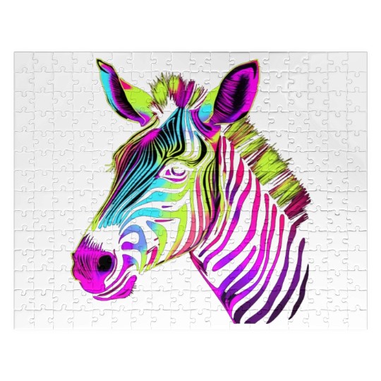 Zebra Neon Colors Portrait Jigsaw Puzzles