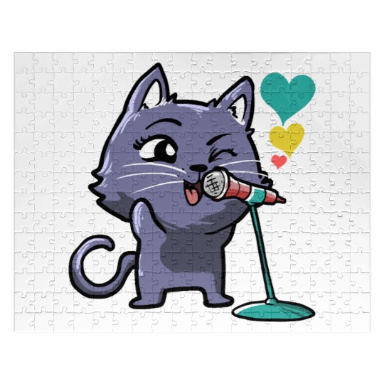 Cute Kawaii Cat Singing Song Singer Cat Lover Jigsaw Puzzles