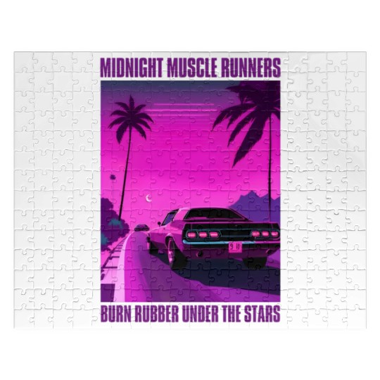 Vintage 80s Graphic Retrowave Muscle Car Racing Jigsaw Puzzles