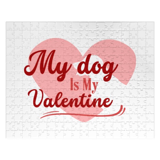 My Dog Is My Valentine girl green Jigsaw Puzzles