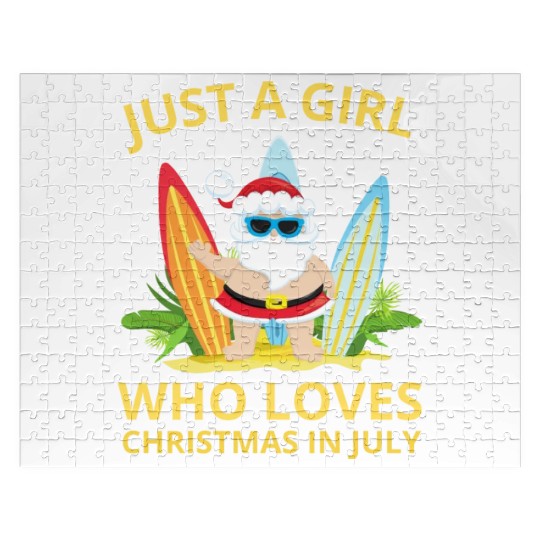 JUST A GIRL WHO LOVES CHRISTMAS IN JULY Jigsaw Puzzles