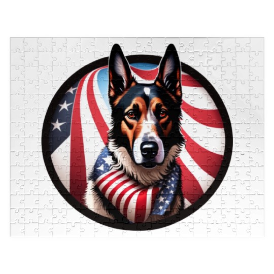 Corgi Pembroke Tri Color True Blue Patriotic Jigsaw Puzzles