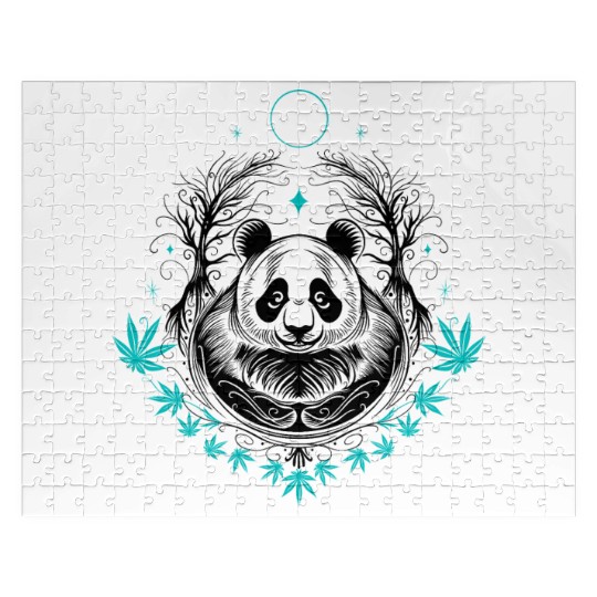 Panda tattoo with bamboo Jigsaw Puzzles