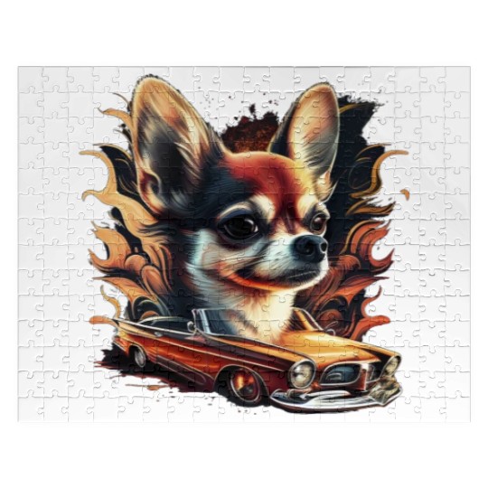Chihuahua | Race Racing Car Funny Dog Mechanic Jigsaw Puzzles