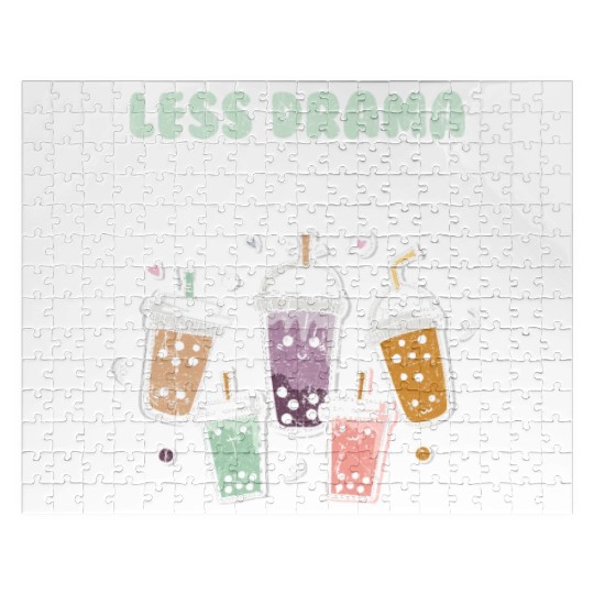 Less Drama More Boba Day Kawaii Bubble Tea Jigsaw Puzzles
