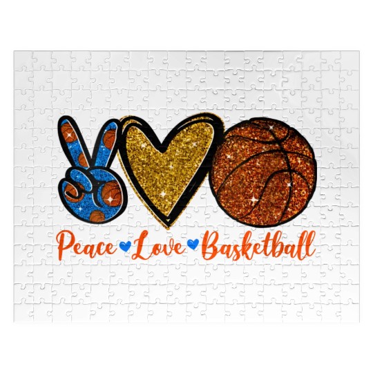 Peace Love Basketball Cute Sports Lover Jigsaw Puzzles