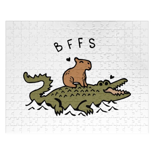 Capybara and Crocodile BFFS Best Friends Forever Jigsaw Puzzles