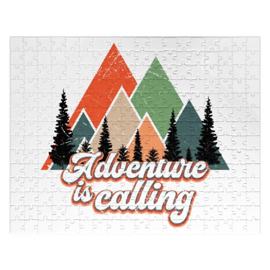 Adventure Is Calling Retro Mountains Alps Jigsaw Puzzles