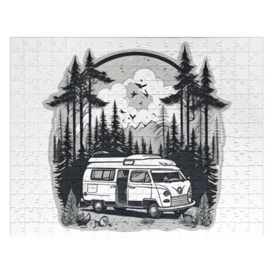 A Camper Van & The Serene Forest Jigsaw Puzzles