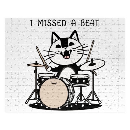 I Missed A Beat Funny Cat Drummer Jigsaw Puzzles