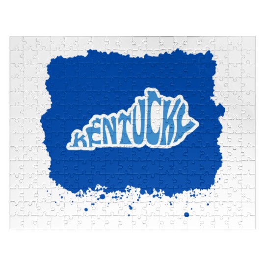 Kentucky Typography Sticker in State Shape Jigsaw Puzzles