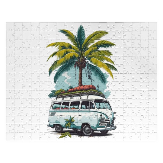 Travel car caravan summer coconut tree Jigsaw Puzzles
