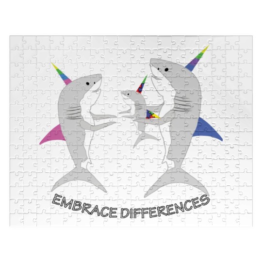 Shark Unicorn Embrace Differences Jigsaw Puzzles