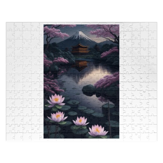 Asia Landscape by night Serene Mount Fuji Jigsaw Puzzles