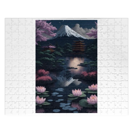 Asia Landscape by night Serene Mount Fuji Jigsaw Puzzles