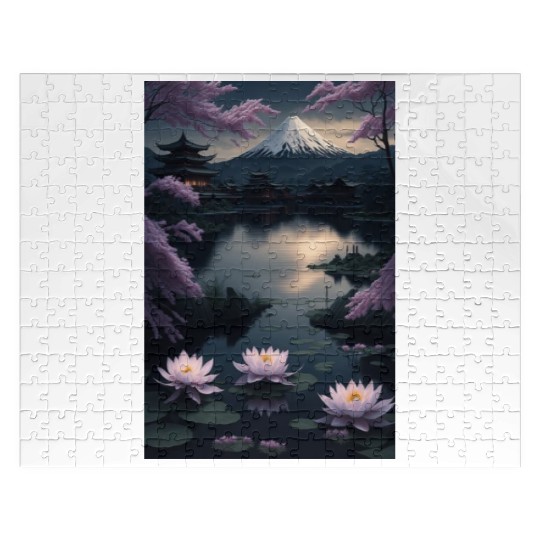 Asia Landscape by night Serene Mount Fuji Jigsaw Puzzles