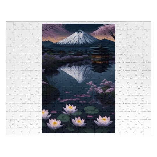 Asia Landscape by night Serene Mount Fuji Jigsaw Puzzles