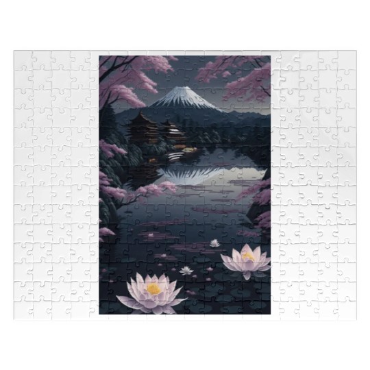 Asia Landscape by night Serene Mount Fuji Jigsaw Puzzles