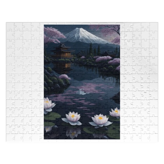 Asia Landscape by night Serene Mount Fuji Jigsaw Puzzles
