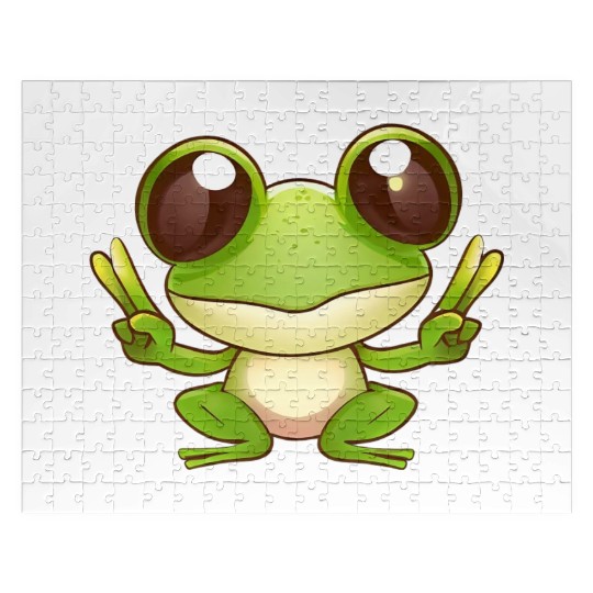 Peace frog frog with peace sign Jigsaw Puzzles