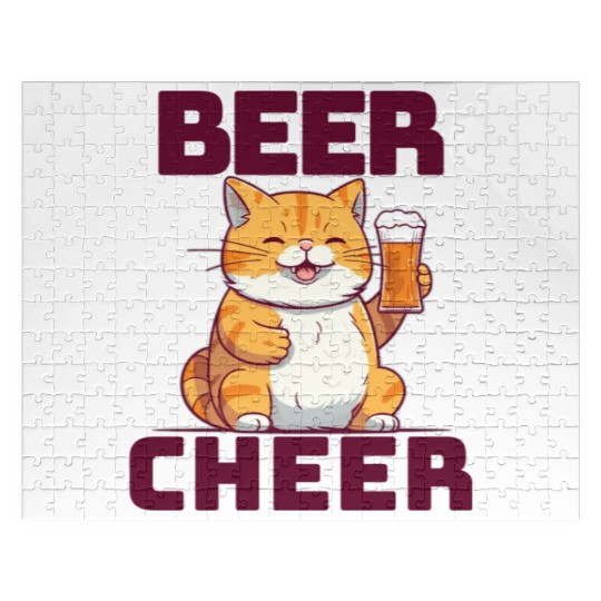Cute Cat Beer Cheer Jigsaw Puzzles