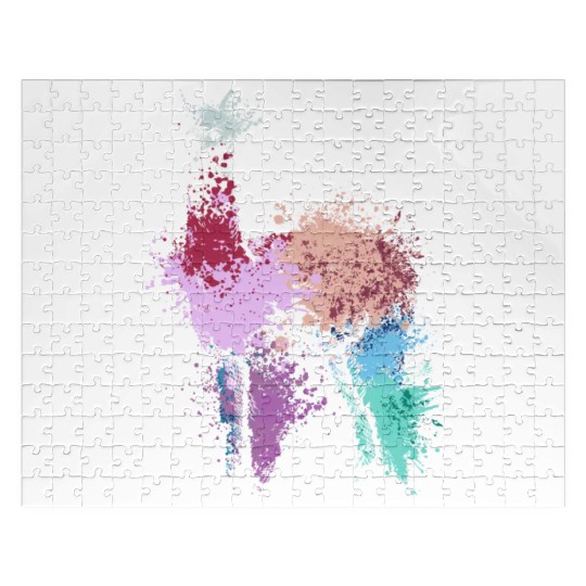 Colorful Splash Art Farm animals alpaca Llama Jigsaw Puzzles