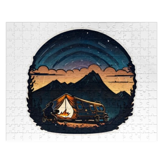 Camper Sitting By A Campfire Jigsaw Puzzles