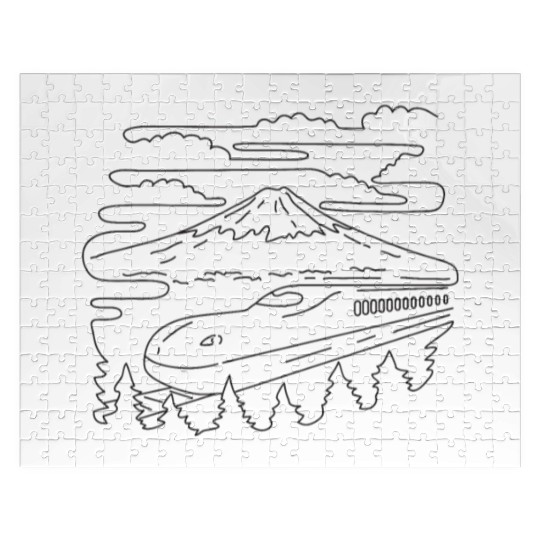 Mount Fuji and Shinkansen Bullet Train in Japan Jigsaw Puzzles