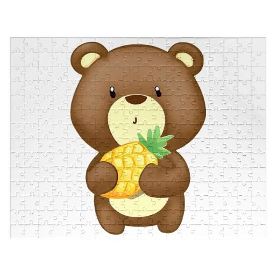 Bear loves pineapple Jigsaw Puzzles