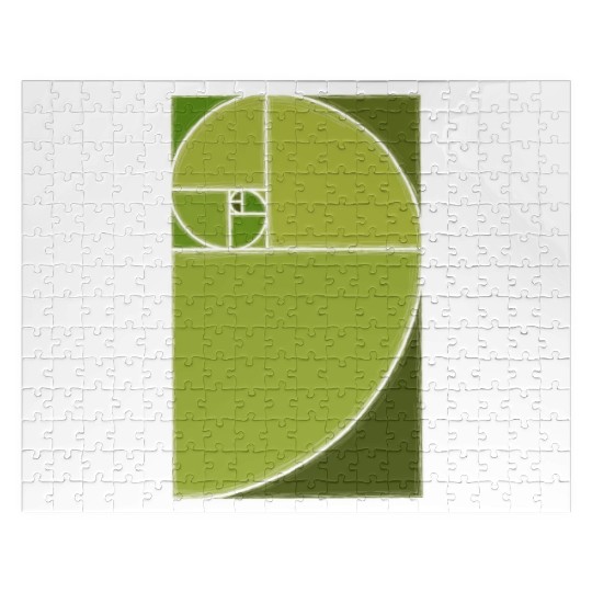 Olive Green Fibonacci Spiral Jigsaw Puzzles