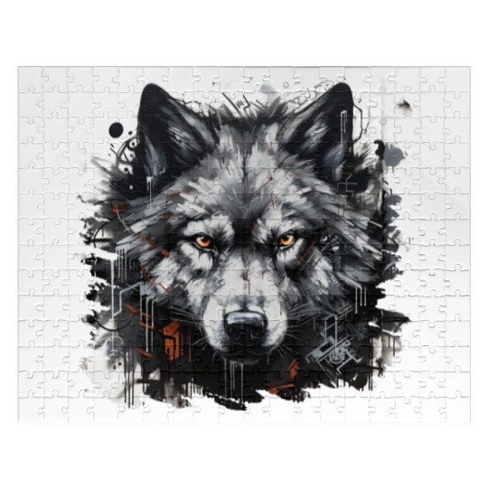 The Lone Wolf. Urban Hunter, Graffiti Style. Jigsaw Puzzles