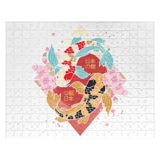 Kawaii Cherry Blossom Koi Fish Japanese Sakura Jigsaw Puzzles