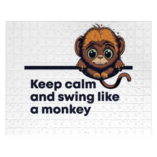 Cute monkey, Keep calm, Swing like a monkey Jigsaw Puzzles
