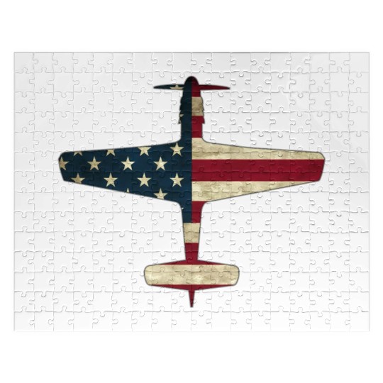 Patriotic Veteran Fighter Warbird Plane Us Flag P Jigsaw Puzzles