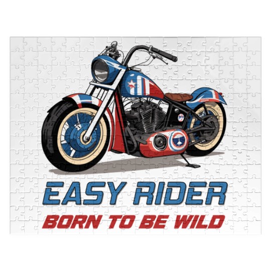 Easy Rider Motorcycle Chopper Stars and Stripes Jigsaw Puzzles