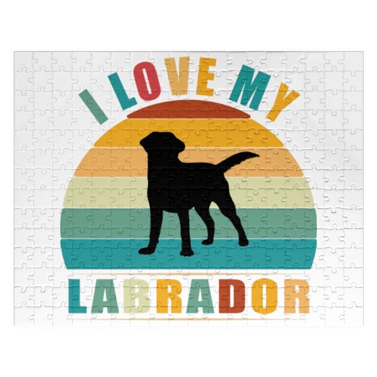 Retro Vintage I love my labrador Jigsaw Puzzles Lover