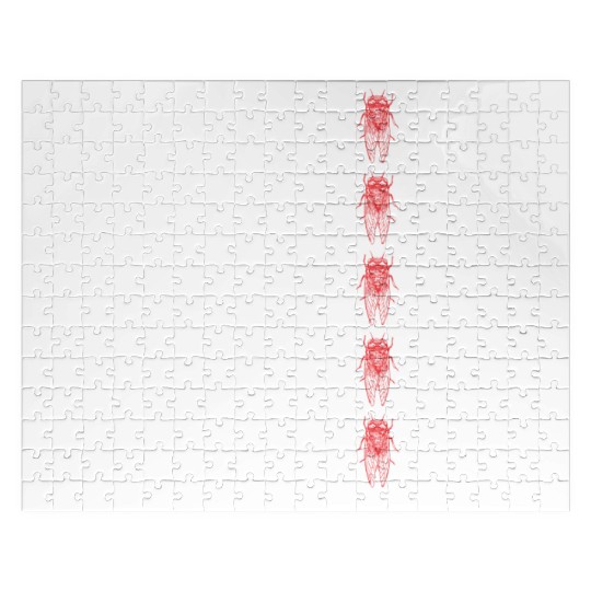 Cicada Line In Distressed Us Flag For Cicada Jigsaw Puzzles