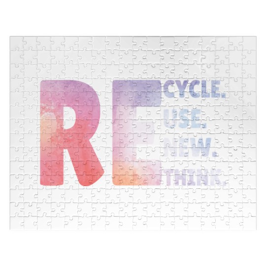 Recycle Use New Think Earth Day Tees Jigsaw Puzzles