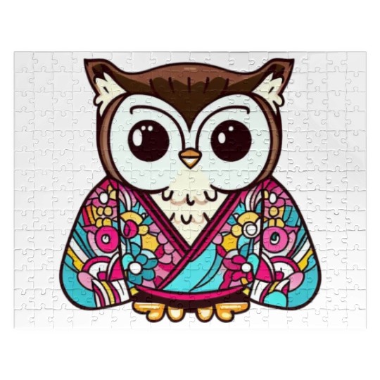Japanese Kimono owl Jigsaw Puzzles