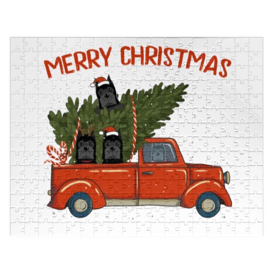 Cane Corso Xmas Vintage Red Pickup Retro Truck Jigsaw Puzzles