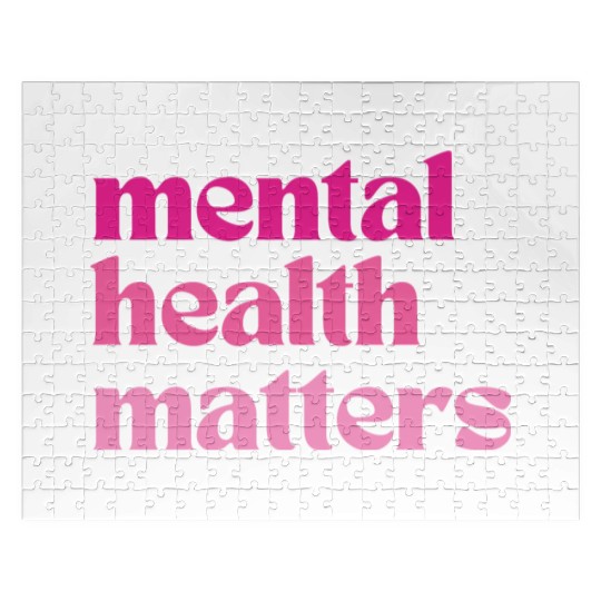 Mental Health Matters Retro Quote Barbiecore Pink Jigsaw Puzzles