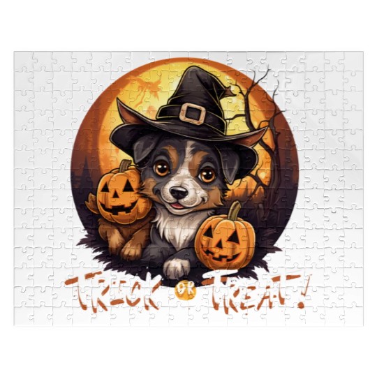 Halloween Cute Dogs Trick or Treat Dog Lovers Jigsaw Puzzles