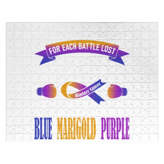 I Proudly Wear Blue Marigold Purple Bladder Cancer Jigsaw Puzzles