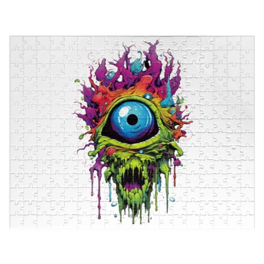 Horror eye, scary zombie Jigsaw Puzzles