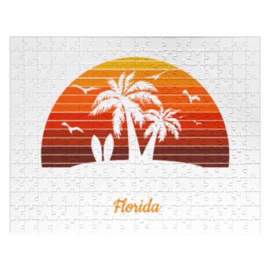 Retro Key West Florida Sunset Cool Vintage Jigsaw Puzzles