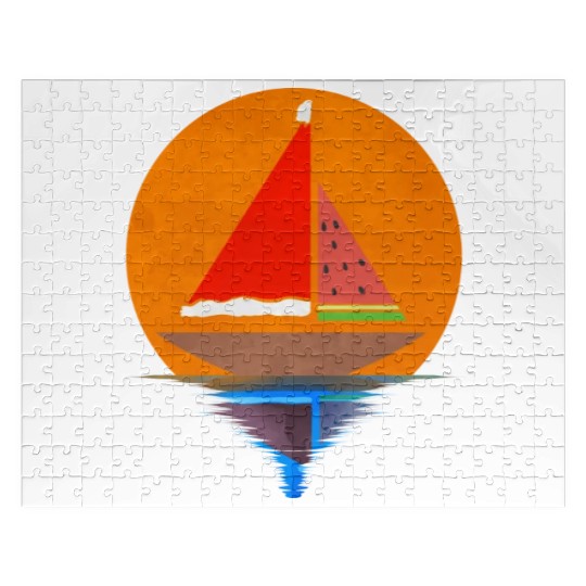 Sundown Sailing Ship Santas Hat Watermelon Jigsaw Puzzles