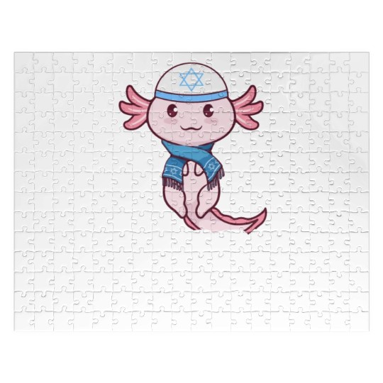 Happy Hanukkah Axolotl Kawaii Cute Axolotl Lover Jigsaw Puzzles