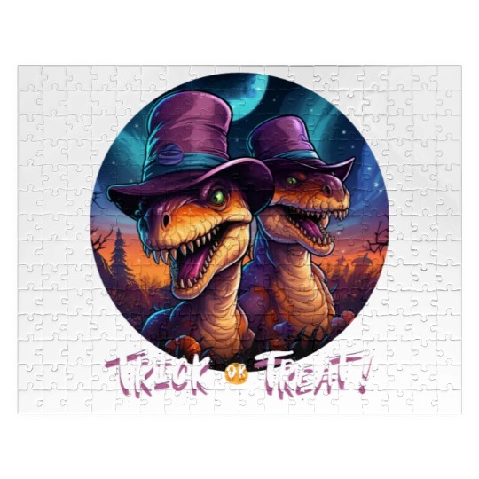 Halloween Dinosaur Velociraptor Trick or Treat Jigsaw Puzzles