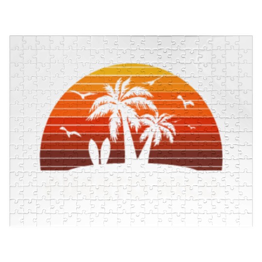 Retro Puerto Rico Sunset Cool Vintage Vacation Jigsaw Puzzles
