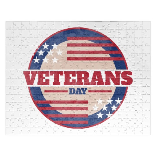 Us Flag Round Logo For Veterans Day Jigsaw Puzzles